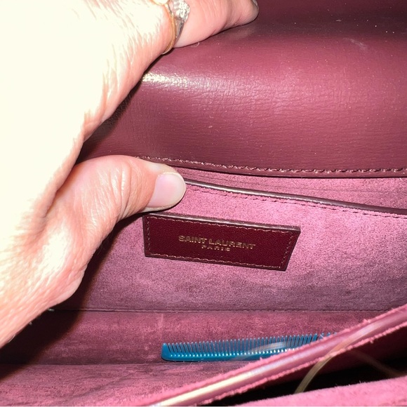 SAINT LAURENT YSL SUNSET CROSSBODY BAG ON CHAIN BURGUNDY - Picture 6 of 16